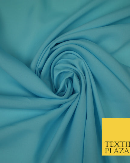 SKY BLUE Plain Dyed Soft Powder Crepe Matt Lining Dress 100% Polyester Budget Fabric 44" 3264