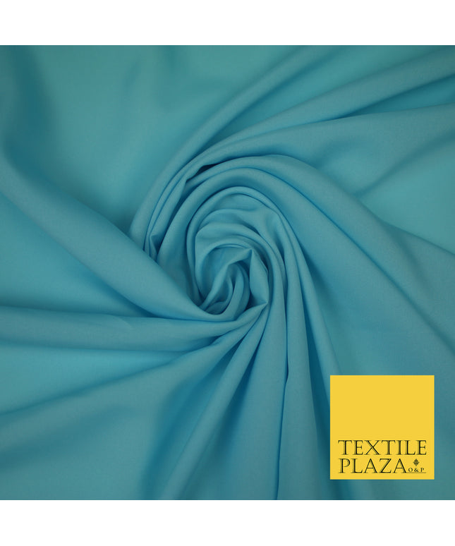 SKY BLUE Plain Dyed Soft Powder Crepe Matt Lining Dress 100% Polyester Budget Fabric 44" 3264