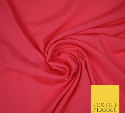 CORAL PINK Plain Dyed Soft Powder Crepe Matt Lining Dress 100% Polyester Budget Fabric 44" 3270