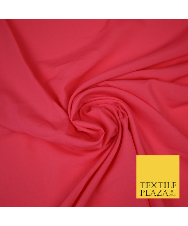 CORAL PINK Plain Dyed Soft Powder Crepe Matt Lining Dress 100% Polyester Budget Fabric 44" 3270