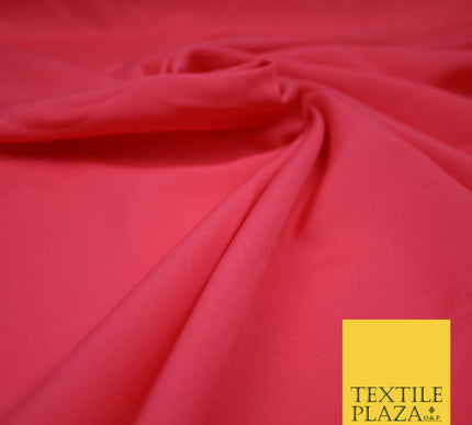 CORAL PINK Plain Dyed Soft Powder Crepe Matt Lining Dress 100% Polyester Budget Fabric 44" 3270