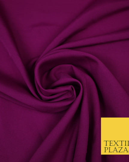 MAGENTA Plain Dyed Soft Powder Crepe Matt Lining Dress 100% Polyester Budget Fabric 44" 3273
