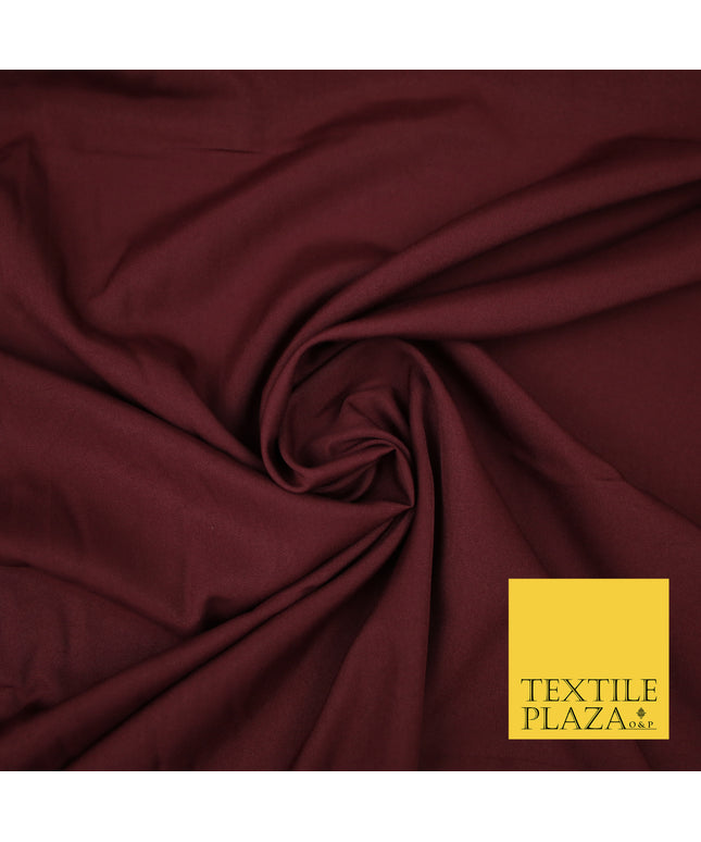 WINE BURGUNDY Plain Dyed Soft Powder Crepe Matt Lining Dress 100% Polyester Budget Fabric 44" 3277