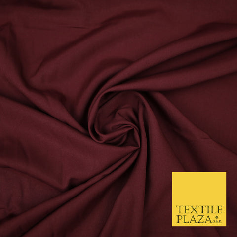 WINE BURGUNDY Plain Dyed Soft Powder Crepe Matt Lining Dress 100% Polyester Budget Fabric 44" 3277