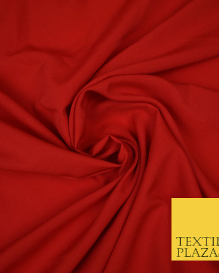 RED Plain Dyed Soft Powder Crepe Matt Lining Dress 100% Polyester Budget Fabric 44" 3279