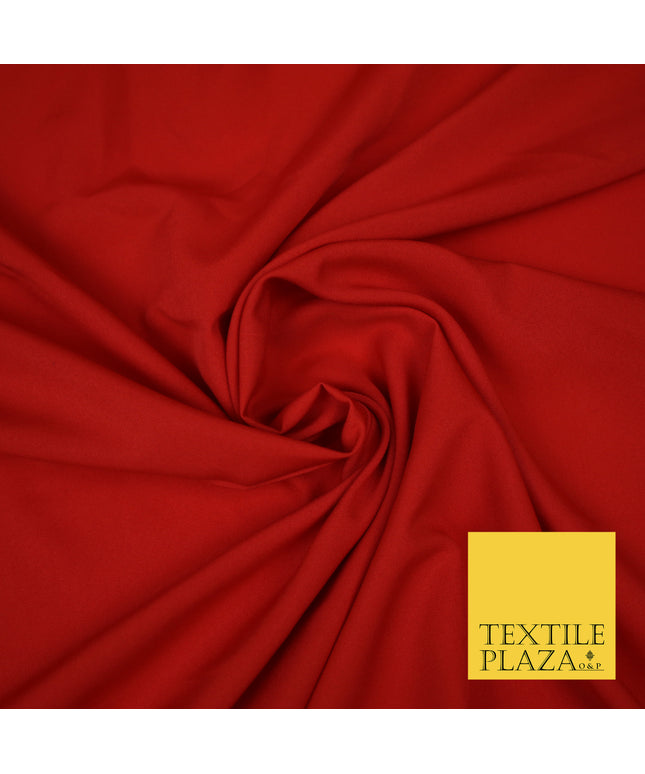 RED Plain Dyed Soft Powder Crepe Matt Lining Dress 100% Polyester Budget Fabric 44" 3279