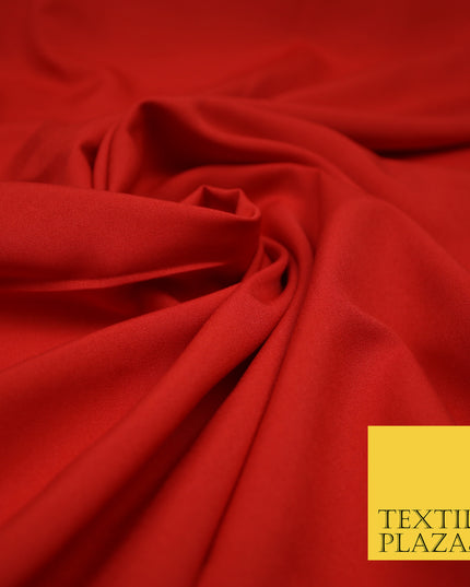 RED Plain Dyed Soft Powder Crepe Matt Lining Dress 100% Polyester Budget Fabric 44" 3279