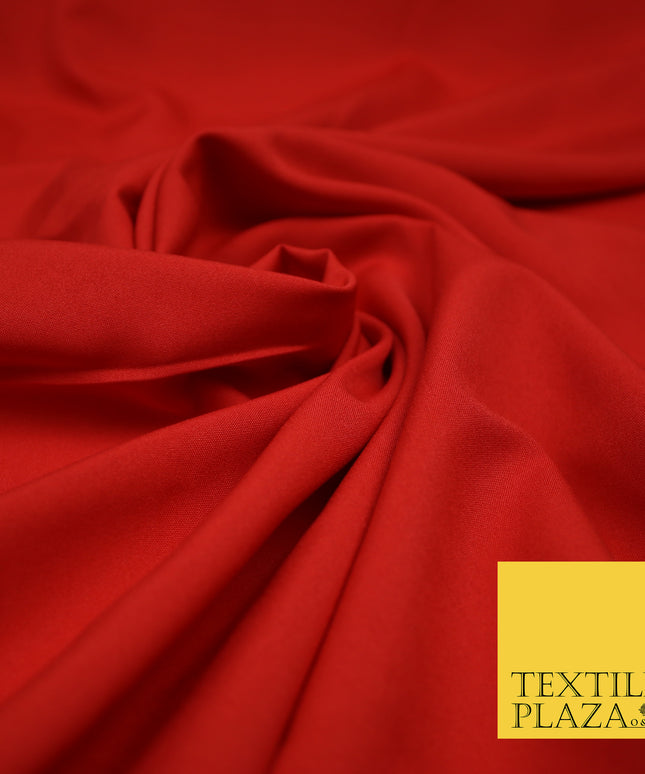 RED Plain Dyed Soft Powder Crepe Matt Lining Dress 100% Polyester Budget Fabric 44" 3279