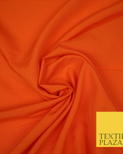ORANGE Plain Dyed Soft Powder Crepe Matt Lining Dress 100% Polyester Budget Fabric 44" 3280
