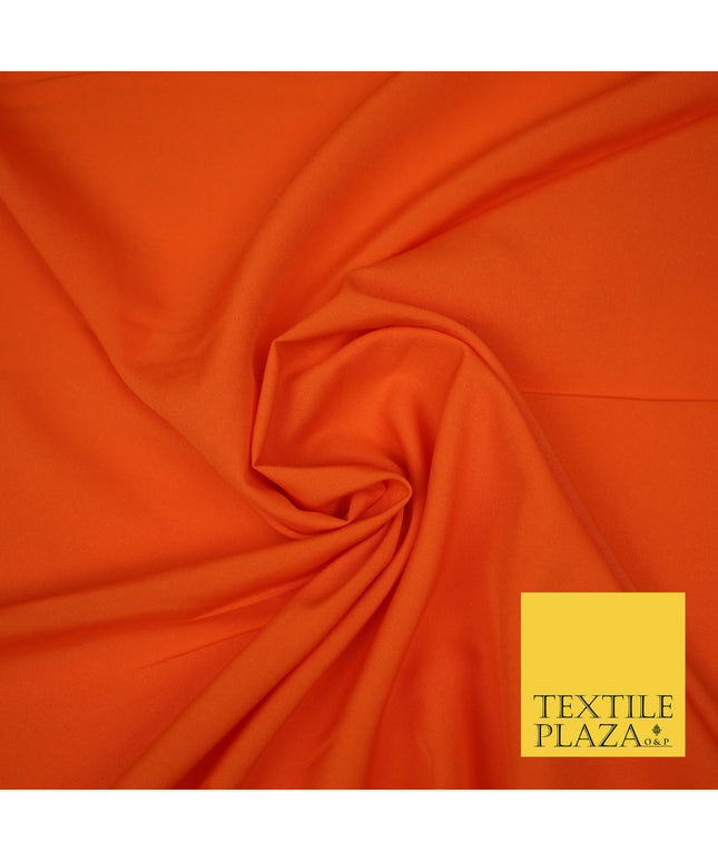 ORANGE Plain Dyed Soft Powder Crepe Matt Lining Dress 100% Polyester Budget Fabric 44" 3280