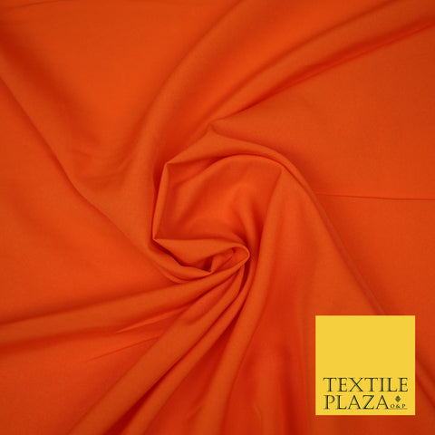 ORANGE Plain Dyed Soft Powder Crepe Matt Lining Dress 100% Polyester Budget Fabric 44" 3280