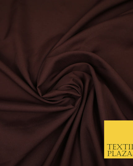CHOCOLATE BROWN Plain Dyed Soft Powder Crepe Matt Lining Dress 100% Polyester Budget Fabric 44" 3281