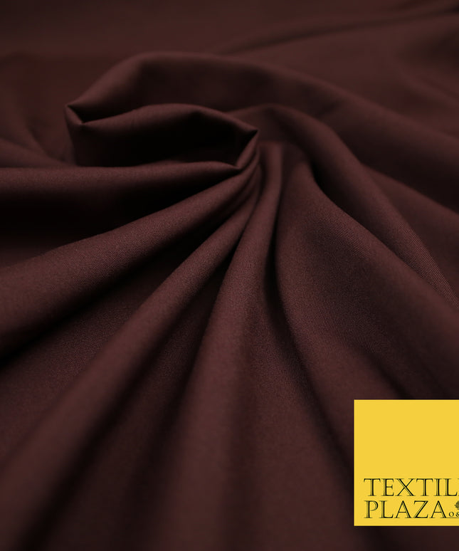 CHOCOLATE BROWN Plain Dyed Soft Powder Crepe Matt Lining Dress 100% Polyester Budget Fabric 44" 3281