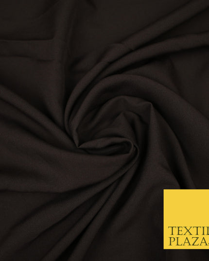 DARK BROWN Plain Dyed Soft Powder Crepe Matt Lining Dress 100% Polyester Budget Fabric 44" 3282
