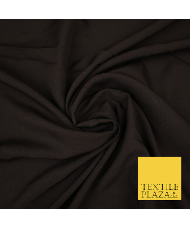 DARK BROWN Plain Dyed Soft Powder Crepe Matt Lining Dress 100% Polyester Budget Fabric 44" 3282