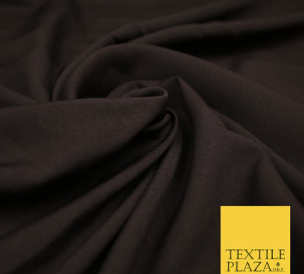 DARK BROWN Plain Dyed Soft Powder Crepe Matt Lining Dress 100% Polyester Budget Fabric 44" 3282