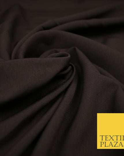 DARK BROWN Plain Dyed Soft Powder Crepe Matt Lining Dress 100% Polyester Budget Fabric 44" 3282