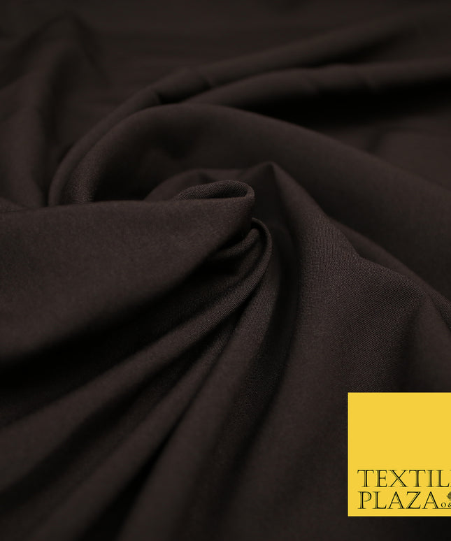 DARK BROWN Plain Dyed Soft Powder Crepe Matt Lining Dress 100% Polyester Budget Fabric 44" 3282