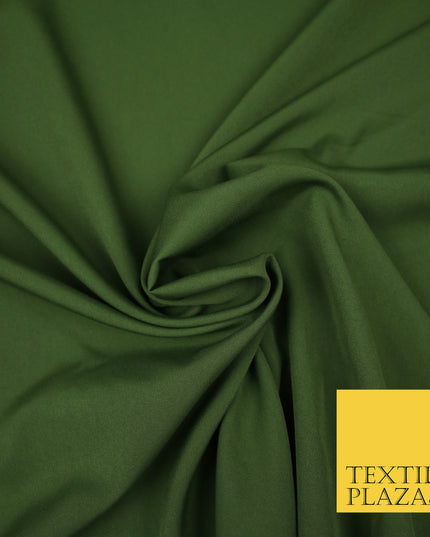 KHAKI GREEN Plain Dyed Soft Powder Crepe Matt Lining Dress 100% Polyester Budget Fabric 44" 3286