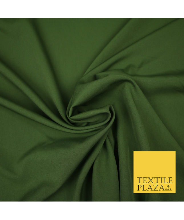 KHAKI GREEN Plain Dyed Soft Powder Crepe Matt Lining Dress 100% Polyester Budget Fabric 44" 3286