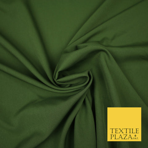 KHAKI GREEN Plain Dyed Soft Powder Crepe Matt Lining Dress 100% Polyester Budget Fabric 44" 3286