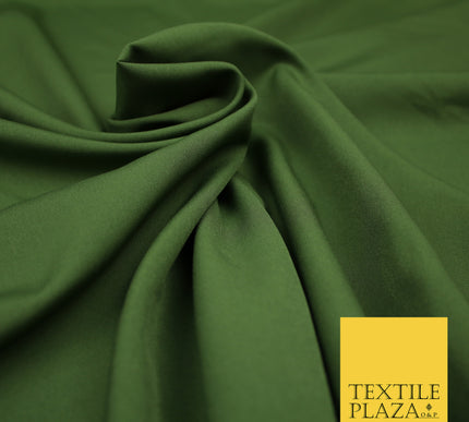 KHAKI GREEN Plain Dyed Soft Powder Crepe Matt Lining Dress 100% Polyester Budget Fabric 44" 3286
