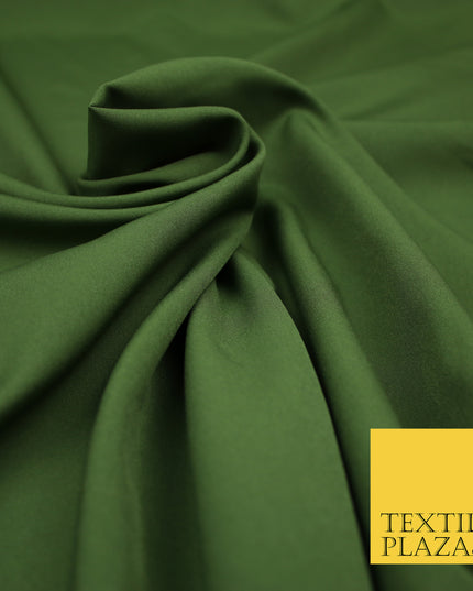 KHAKI GREEN Plain Dyed Soft Powder Crepe Matt Lining Dress 100% Polyester Budget Fabric 44" 3286