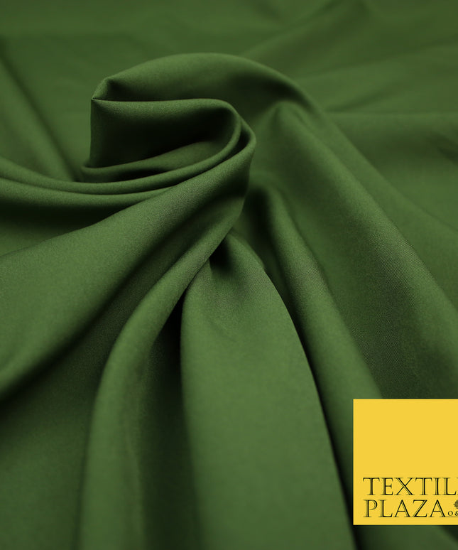 KHAKI GREEN Plain Dyed Soft Powder Crepe Matt Lining Dress 100% Polyester Budget Fabric 44" 3286