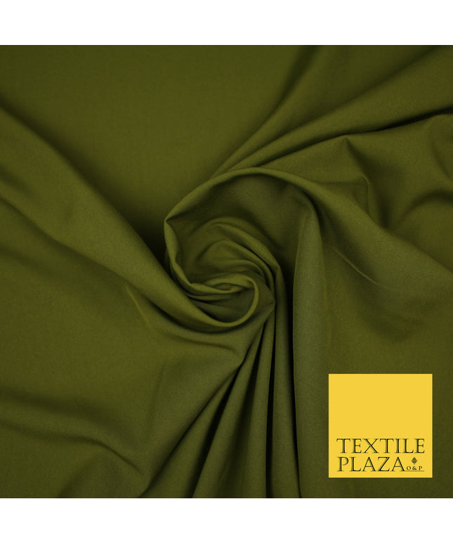 OLIVE GREEN Plain Dyed Soft Powder Crepe Matt Lining Dress 100% Polyester Budget Fabric 44" 3287