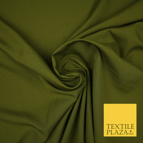 OLIVE GREEN Plain Dyed Soft Powder Crepe Matt Lining Dress 100% Polyester Budget Fabric 44" 3287