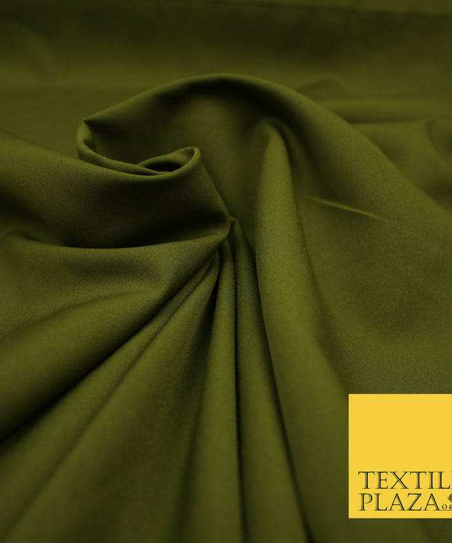 OLIVE GREEN Plain Dyed Soft Powder Crepe Matt Lining Dress 100% Polyester Budget Fabric 44" 3287