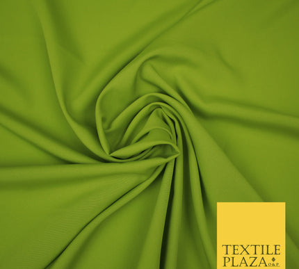 LIME GREEN Plain Dyed Soft Powder Crepe Matt Lining Dress 100% Polyester Budget Fabric 44" 3288