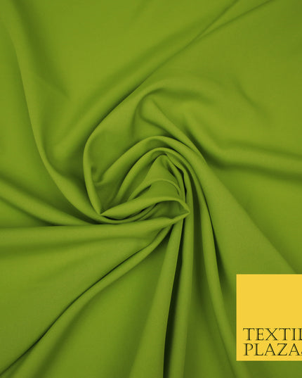 LIME GREEN Plain Dyed Soft Powder Crepe Matt Lining Dress 100% Polyester Budget Fabric 44" 3288