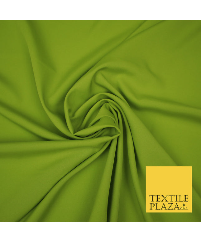 LIME GREEN Plain Dyed Soft Powder Crepe Matt Lining Dress 100% Polyester Budget Fabric 44" 3288
