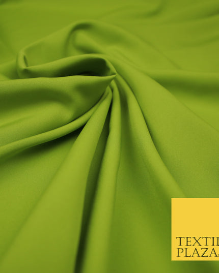 LIME GREEN Plain Dyed Soft Powder Crepe Matt Lining Dress 100% Polyester Budget Fabric 44" 3288