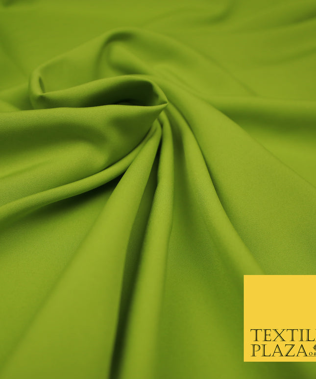LIME GREEN Plain Dyed Soft Powder Crepe Matt Lining Dress 100% Polyester Budget Fabric 44" 3288
