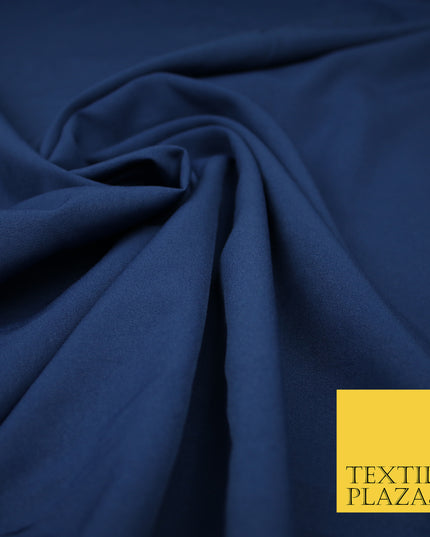 ADMIRAL BLUE Plain Dyed Soft Powder Crepe Matt Lining Dress 100% Polyester Budget Fabric 44" 3292