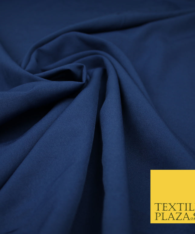 ADMIRAL BLUE Plain Dyed Soft Powder Crepe Matt Lining Dress 100% Polyester Budget Fabric 44" 3292