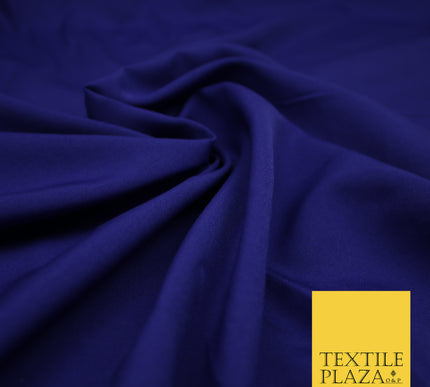 INDIGO BLUE Plain Dyed Soft Powder Crepe Matt Lining Dress 100% Polyester Budget Fabric 44" 3294
