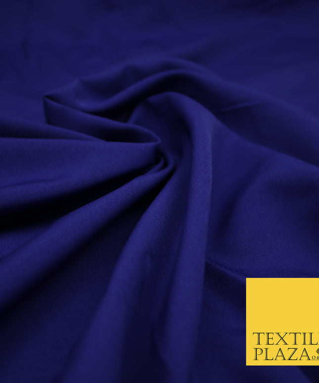 INDIGO BLUE Plain Dyed Soft Powder Crepe Matt Lining Dress 100% Polyester Budget Fabric 44" 3294