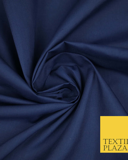 NAVY BLUE Premium Plain Polycotton Dyed Fabric Dress Craft Material 44" 3080