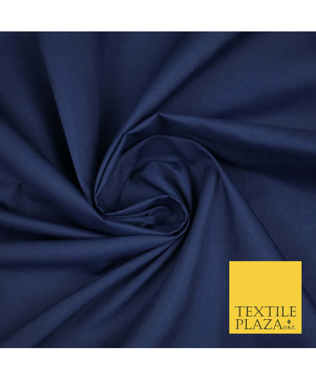 NAVY BLUE Premium Plain Polycotton Dyed Fabric Dress Craft Material 44" 3080
