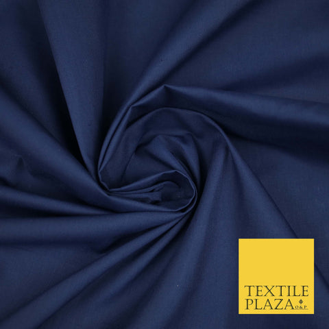 NAVY BLUE Premium Plain Polycotton Dyed Fabric Dress Craft Material 44" 3080